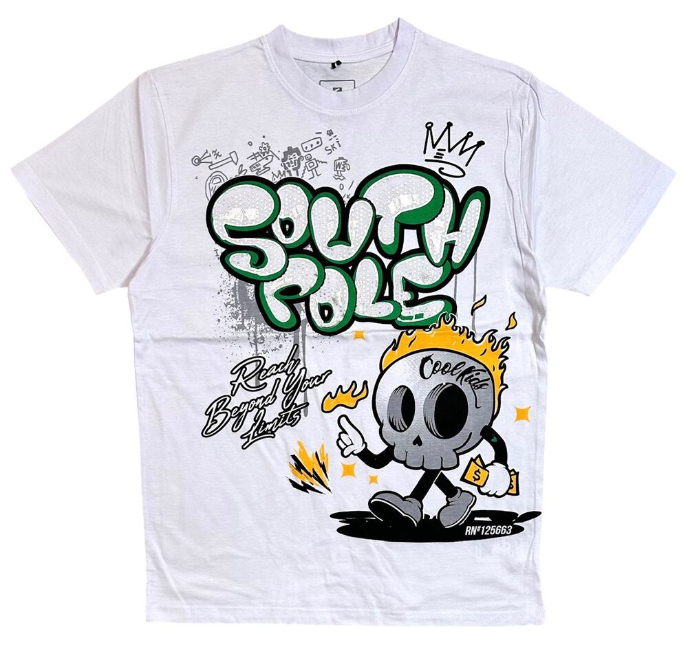 Southpole Men's T-Shirt Reach Beyond Your Limits Metallic Print Tee in White